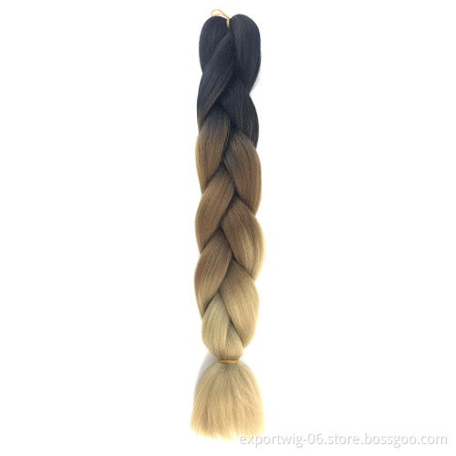 Jumbo Braiding Hair Extensions 24 Inch 100g Yaki Texture Straight Synthetic Fiber Solid And Ombre Mixed Color Braid Blonde Black